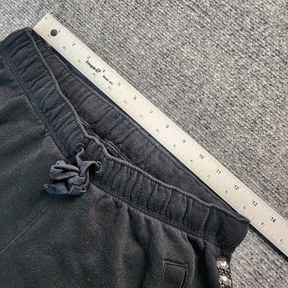 VICTORIAS SECRET PINK Shorts S Black‎ BLING Hawaii Rhinestone Sparkly Logo Y2K - Picture 6 of 9